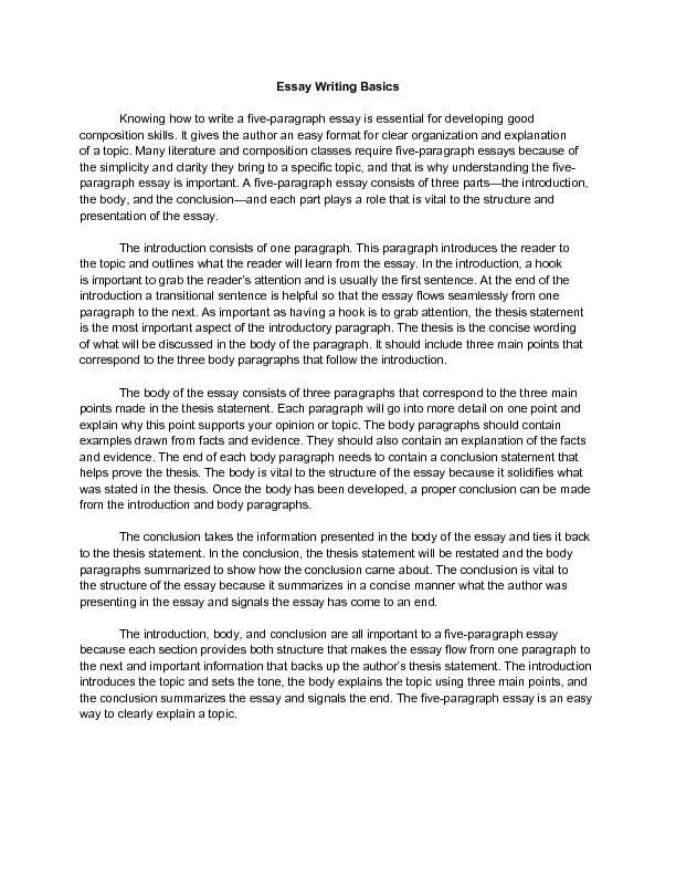 5 Paragraph Essay Format